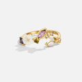 Anillo Flor Blanca con Cristal Dorado