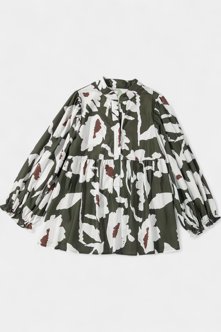 Filomena | Blusa Floral Manga Abullonada