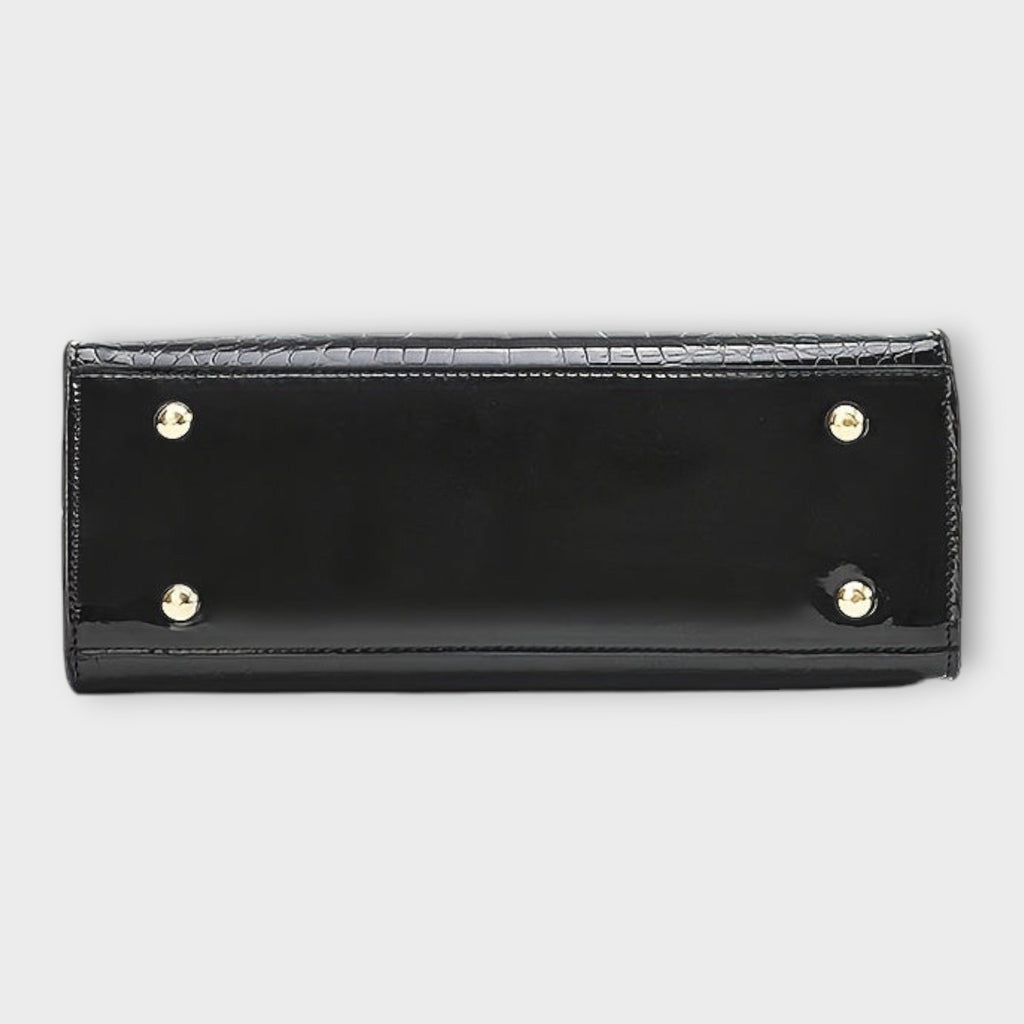 Amaya | Bolso de Mano Brillante con Textura Cocodrilo