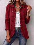 Dolores | Chaqueta de Punto Rojo Rubí con Volantes