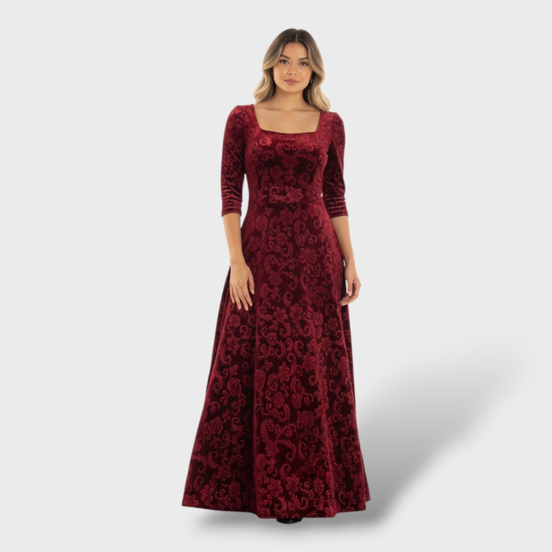 Florentina | Vestido Maxi Floral Cuello Cuadrado