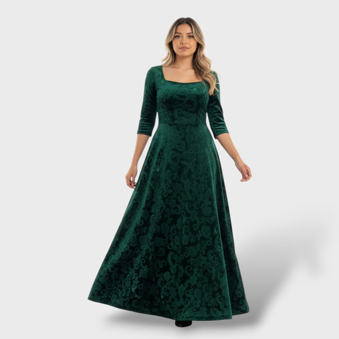 Florentina | Vestido Maxi Floral Cuello Cuadrado