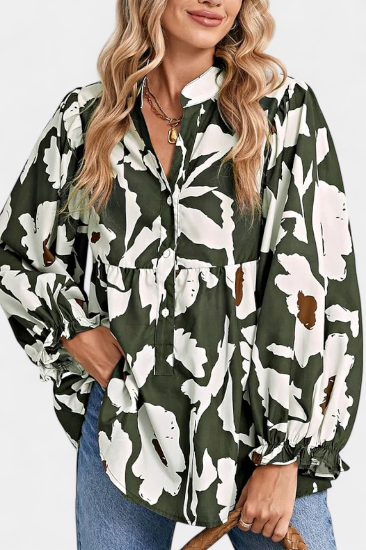 Filomena | Blusa Floral Manga Abullonada