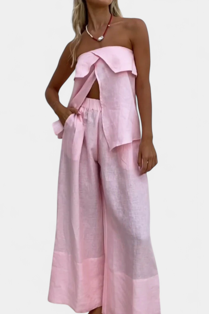 Oriana | Conjunto Strapless Falda Abertura