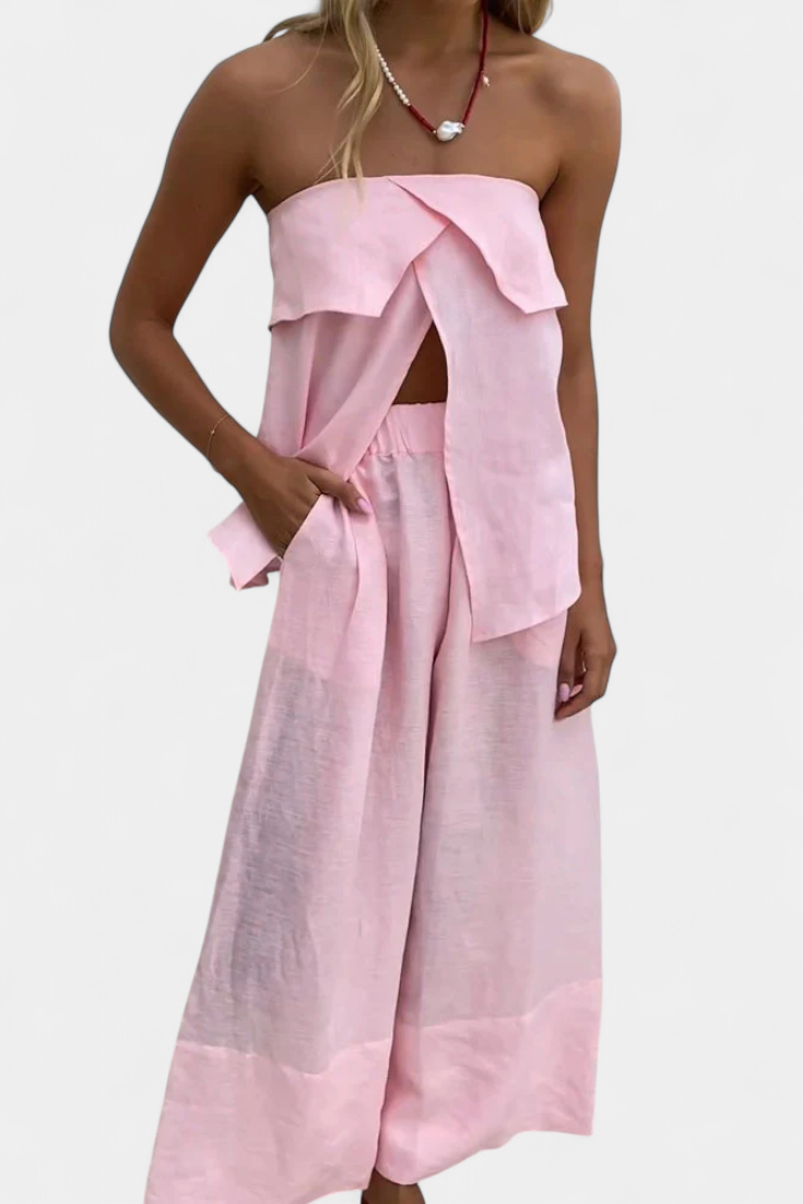 Oriana | Conjunto Strapless Falda Abertura