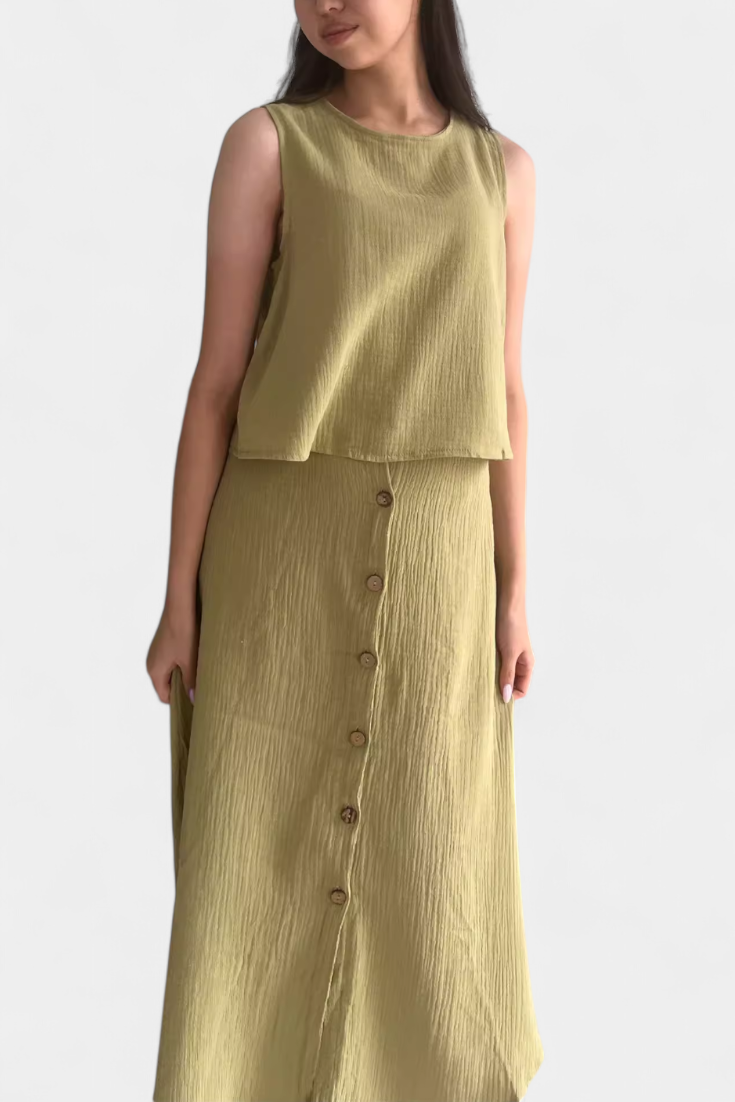 Naha | Conjunto Algodón Chaleco Botones