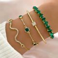 Conjunto de Pulseras Vintage con Circonia Verde