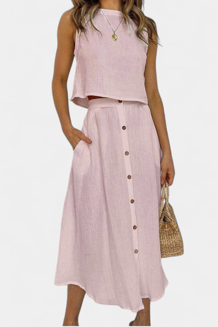 Naha | Conjunto Algodón Chaleco Botones