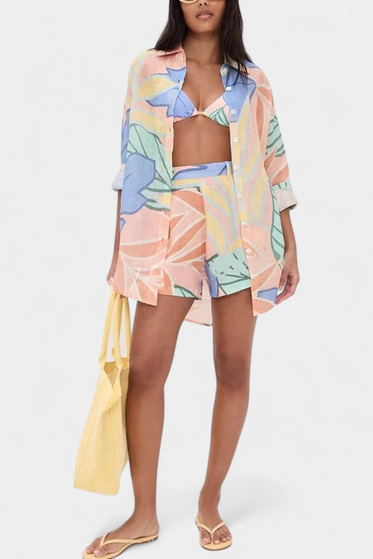Lumina | Conjunto Tropical Camisa Holgada