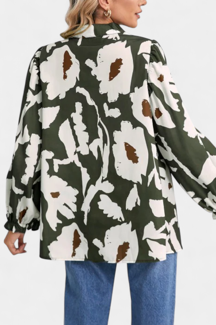 Filomena | Blusa Floral Manga Abullonada