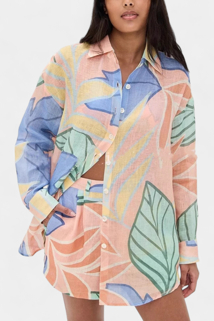 Lumina | Conjunto Tropical Camisa Holgada