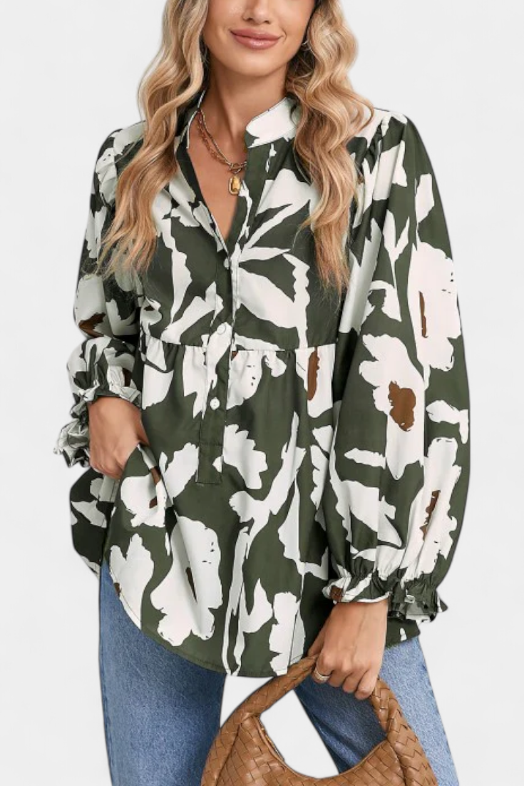 Filomena | Blusa Floral Manga Abullonada