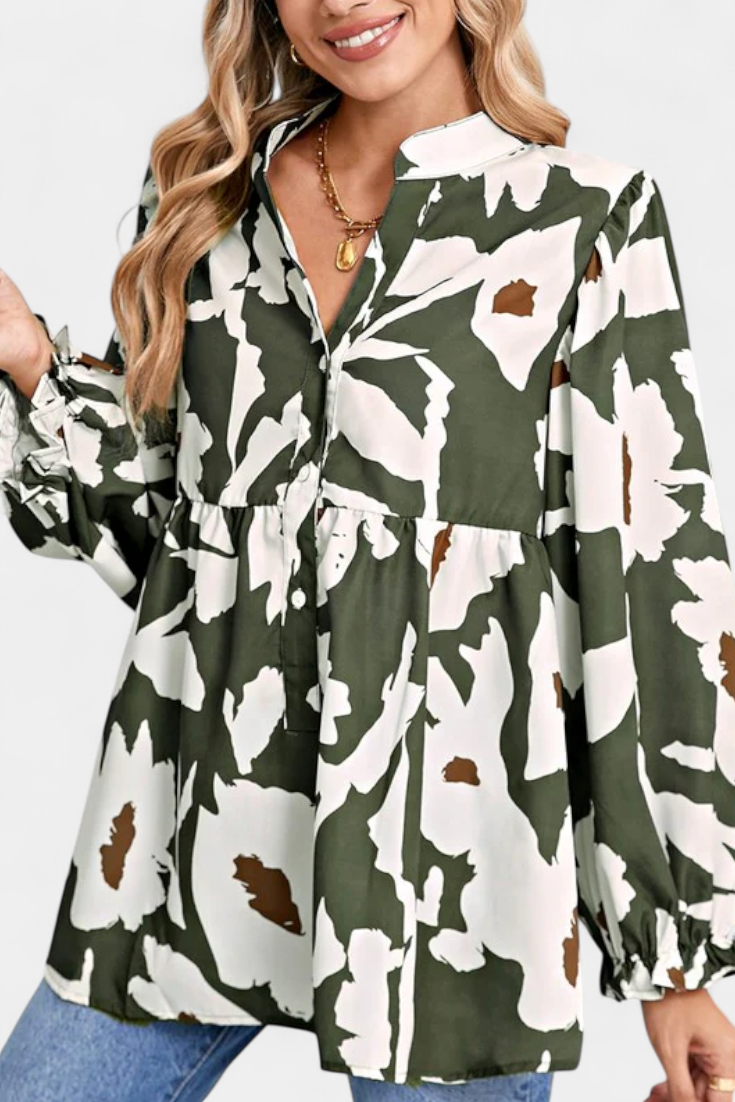 Filomena | Blusa Floral Manga Abullonada