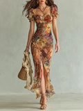 Marina | Vestido Largo Naranja Bohemio