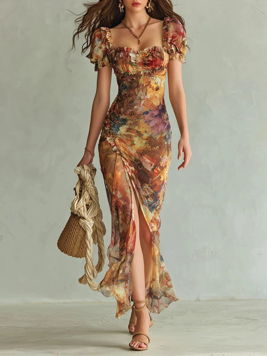 Marina | Vestido Largo Naranja Bohemio
