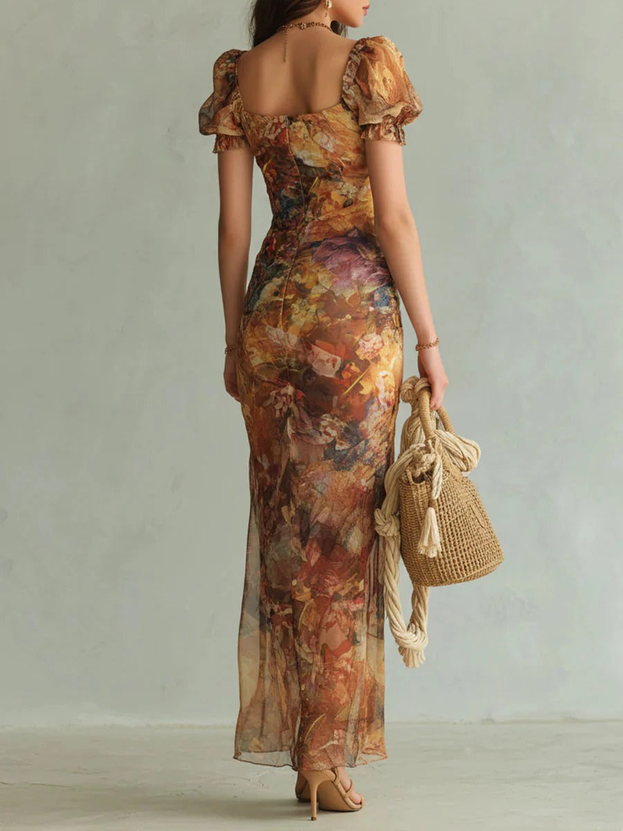 Marina | Vestido Largo Naranja Bohemio