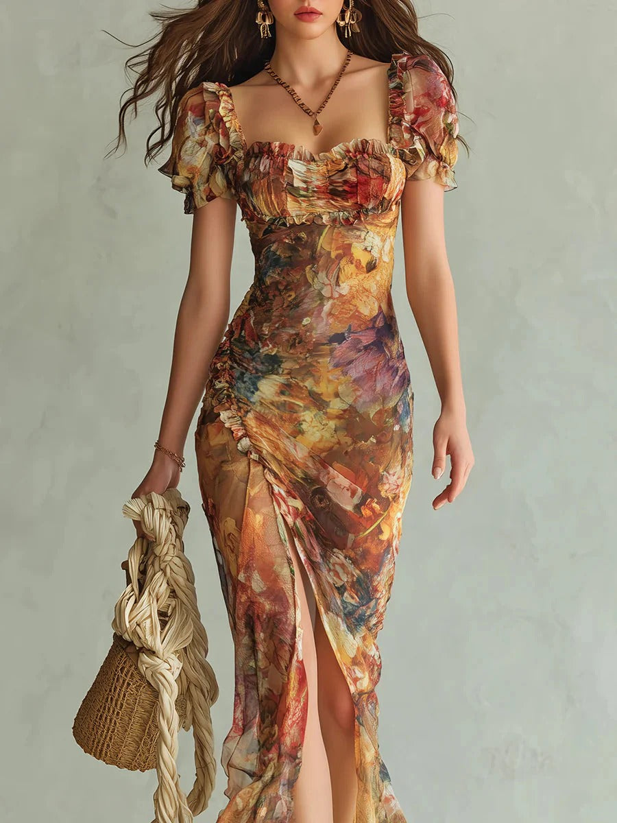 Marina | Vestido Largo Naranja Bohemio