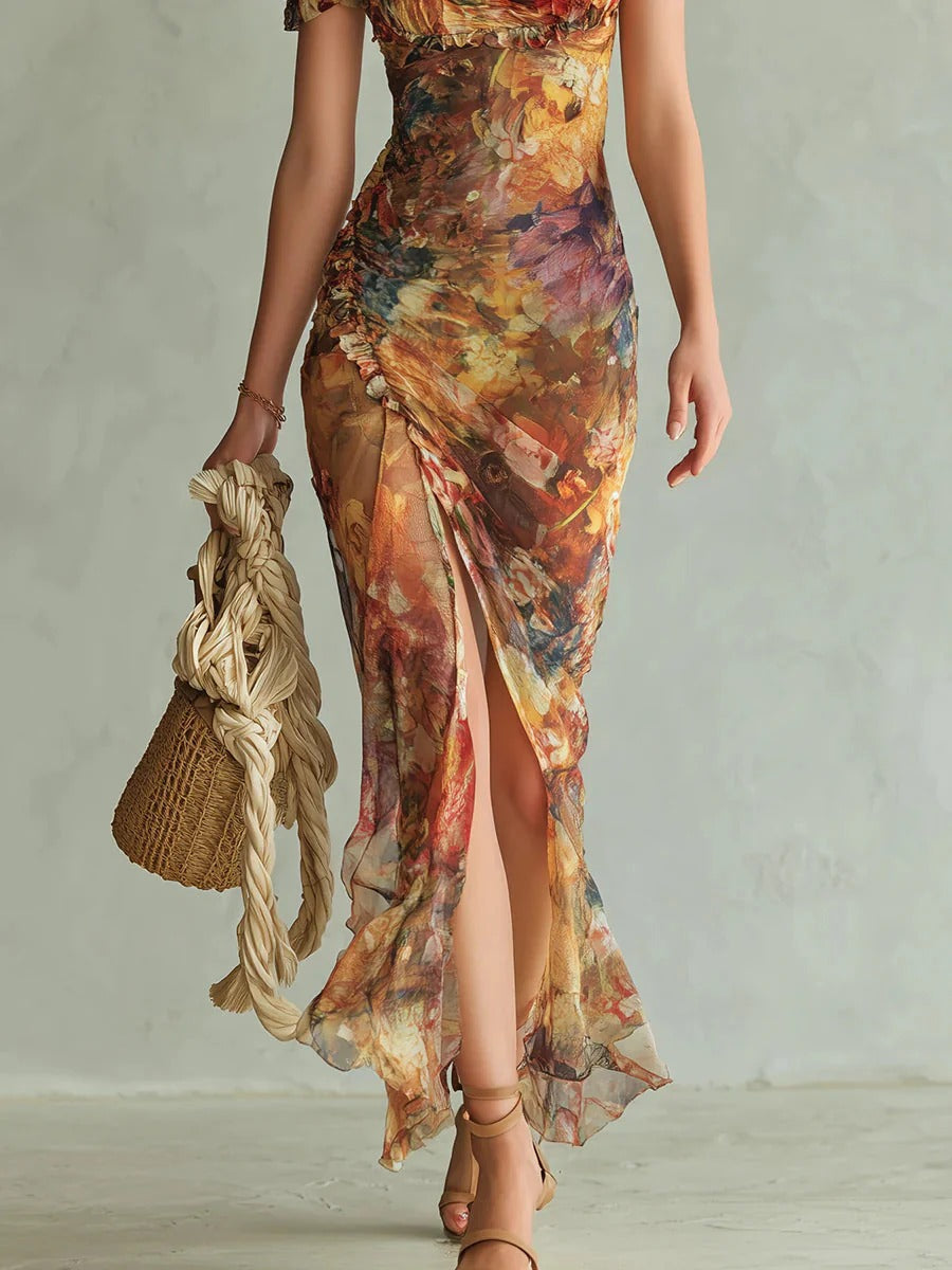 Marina | Vestido Largo Naranja Bohemio