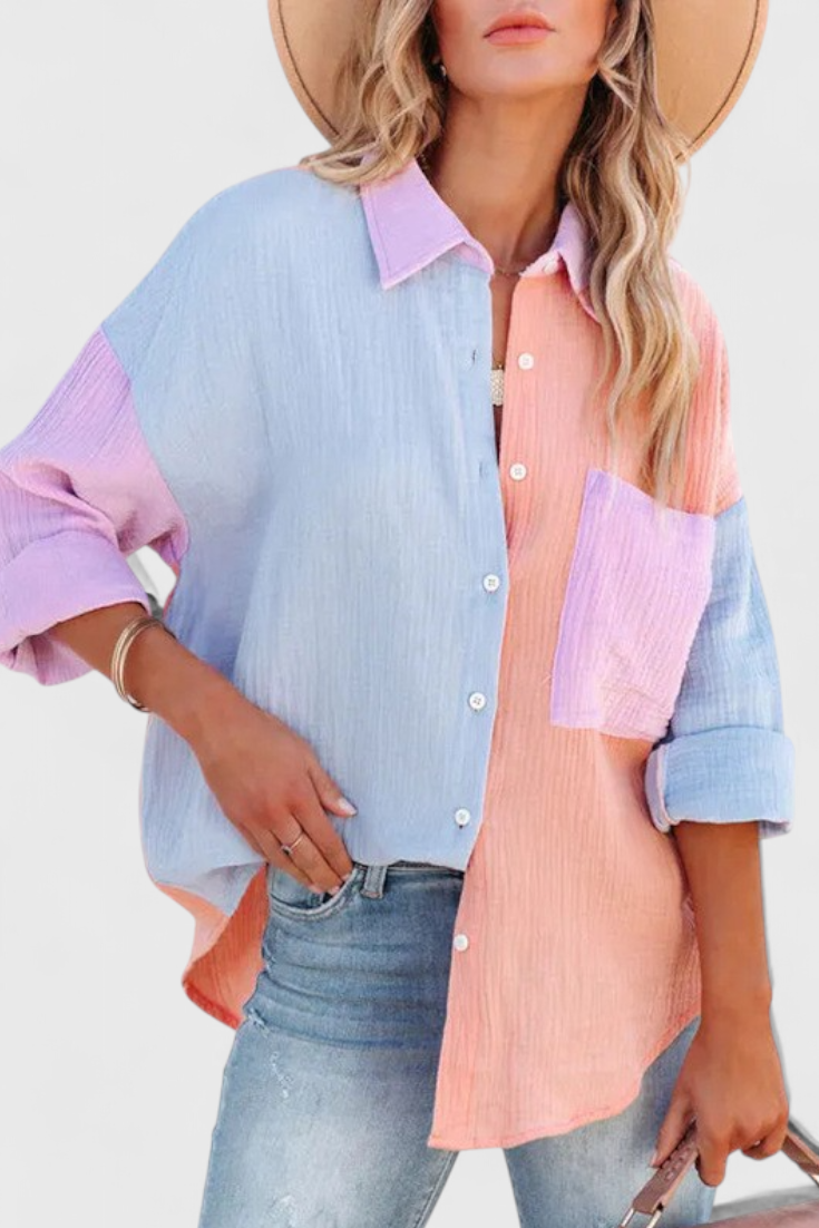 Juniper | Blusa de Botones Color Block