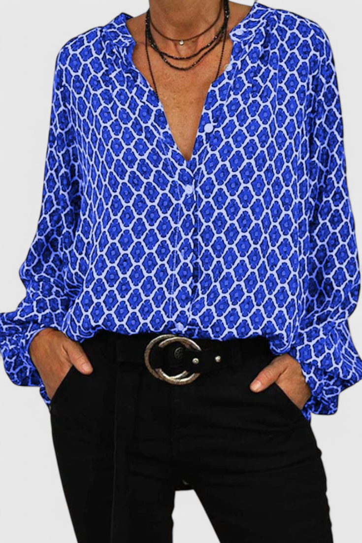 Jemima | Blusa de Botones Geométrica