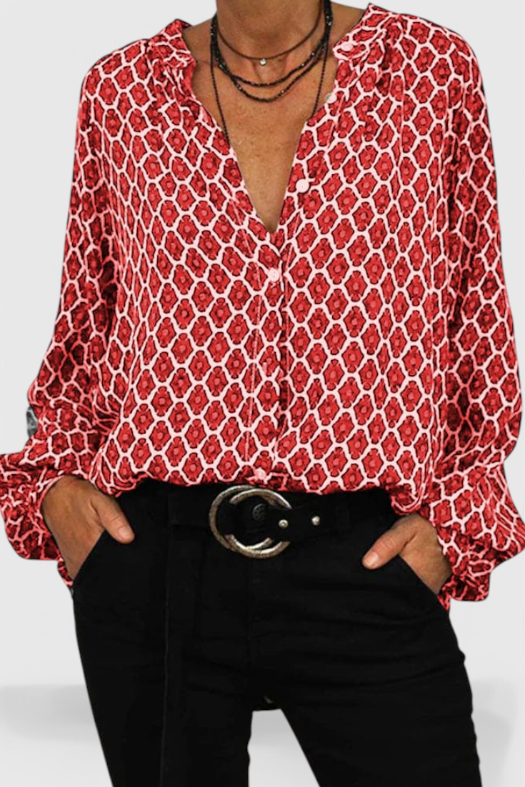 Jemima | Blusa de Botones Geométrica