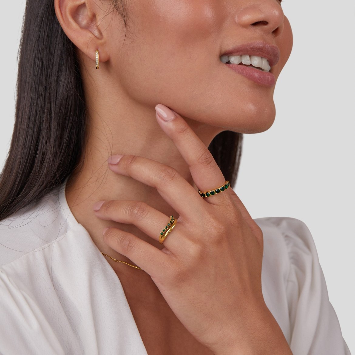 Yaiza | Anillo Apilable Verde Esmeralda