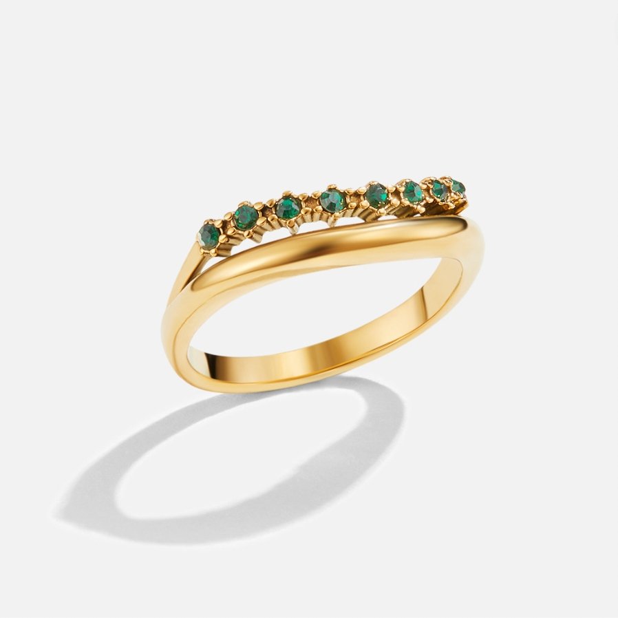 Yaiza | Anillo Apilable Verde Esmeralda
