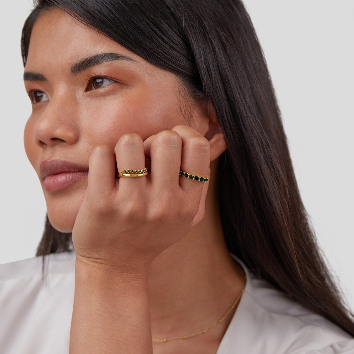 Yaiza | Anillo Apilable Verde Esmeralda