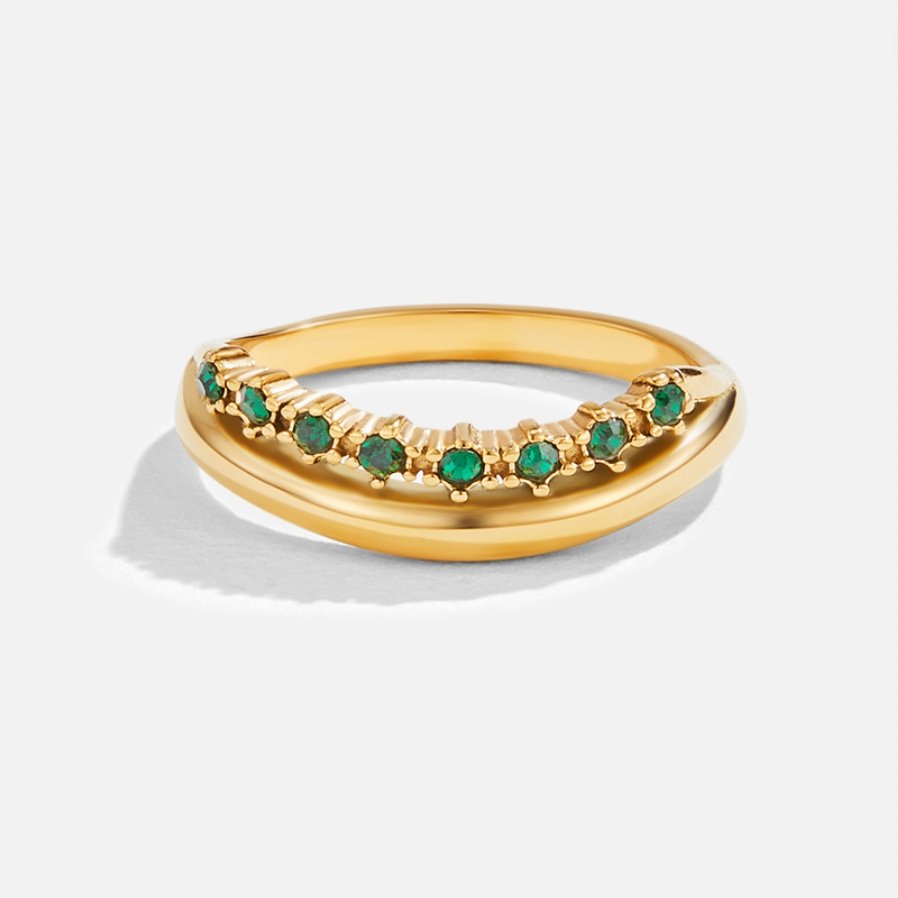 Yaiza | Anillo Apilable Verde Esmeralda