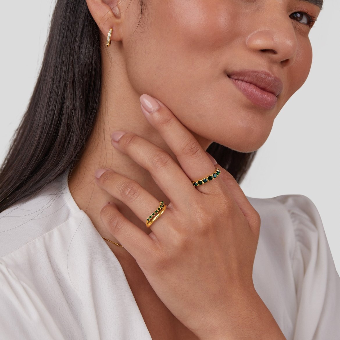 Yaiza | Anillo Apilable Verde Esmeralda