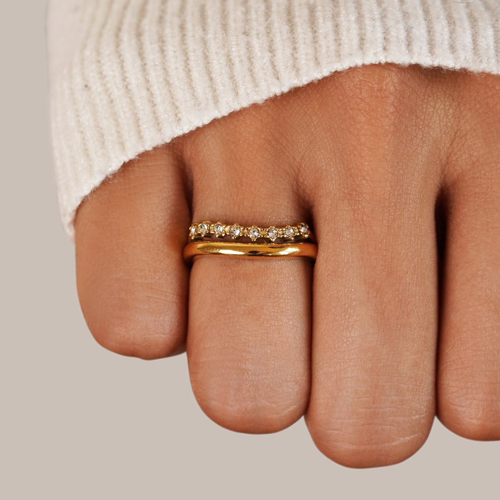 Yaiza | Anillo Apilable Blanco con Cristal
