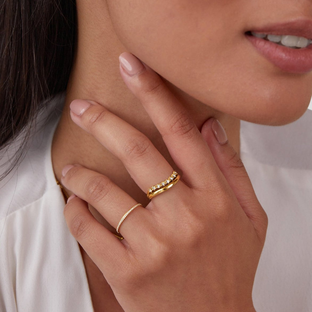 Yaiza | Anillo Apilable Blanco con Cristal