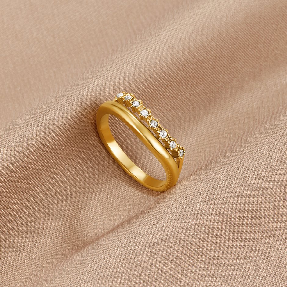 Yaiza | Anillo Apilable Blanco con Cristal