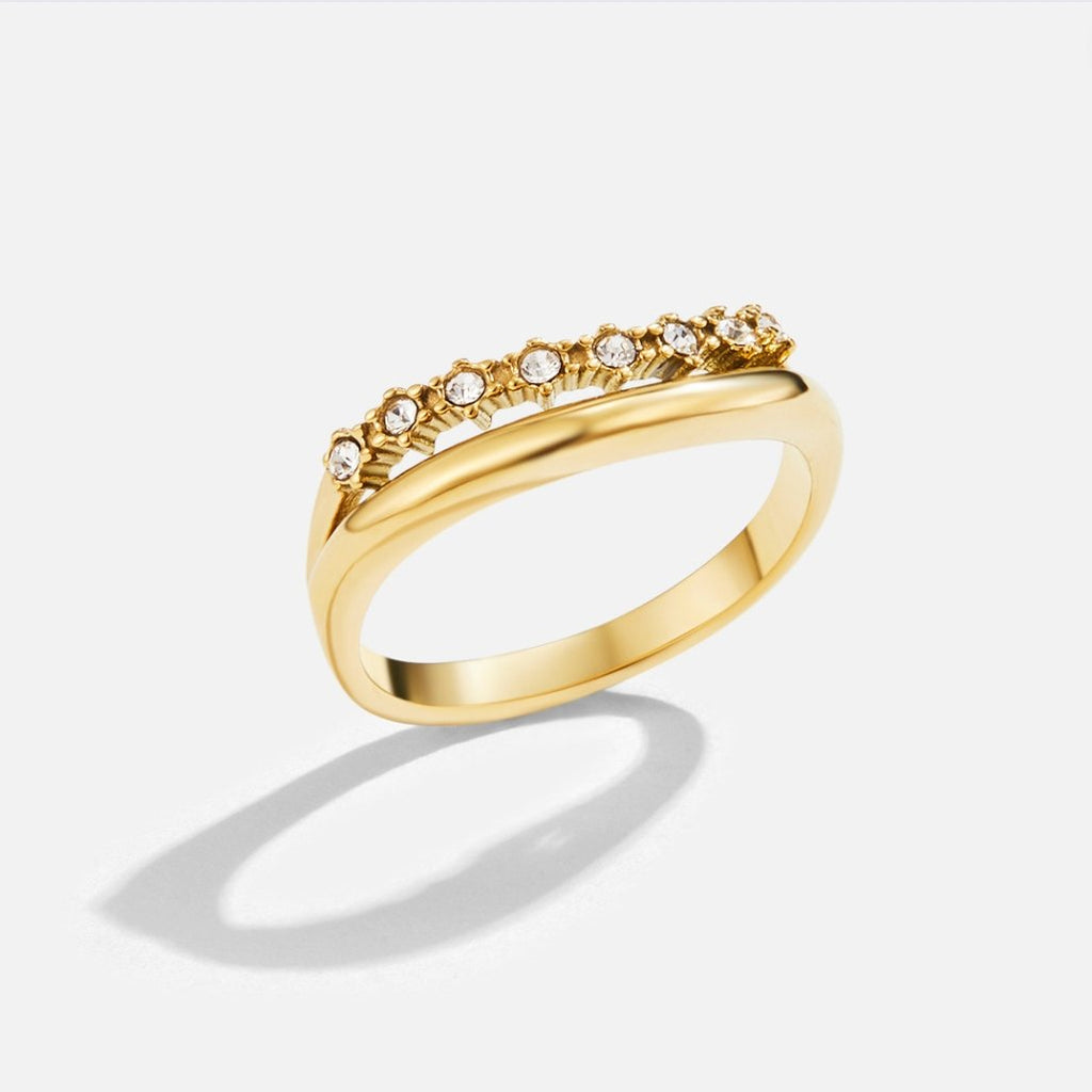 Yaiza | Anillo Apilable Blanco con Cristal