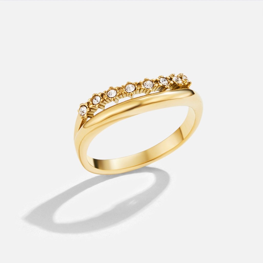 Yaiza | Anillo Apilable Blanco con Cristal