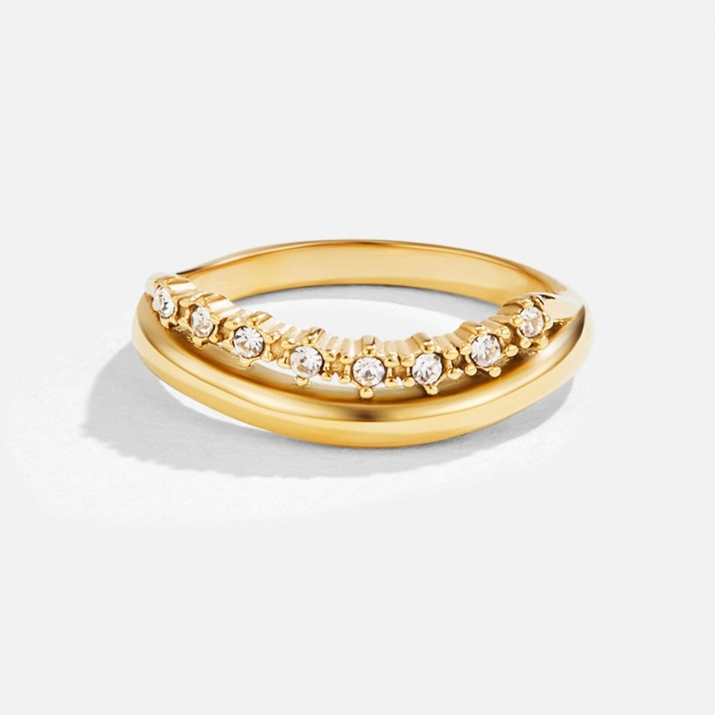 Yaiza | Anillo Apilable Blanco con Cristal