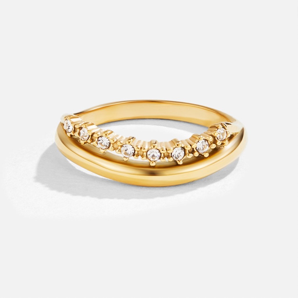 Yaiza | Anillo Apilable Blanco con Cristal