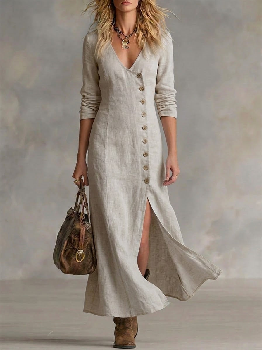 Elara | Vestido Maxi con Botones