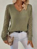 Rebeca | Jersey Fino de Punto Mujer Escote V Manga Calada