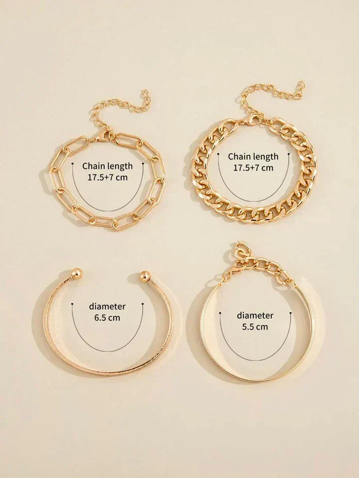 Conjunto de Pulseras Doradas Modernas