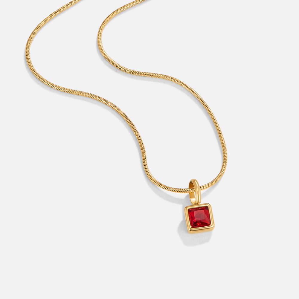 Collar con Piedra de Nacimiento Cuadrada